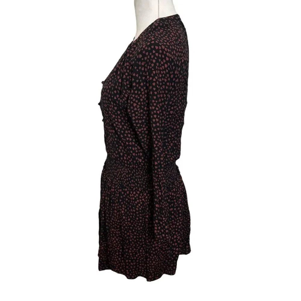 RAILS Jasmine Mini Dress Women's Size Small Olive Speckled Smocked Waist Split N